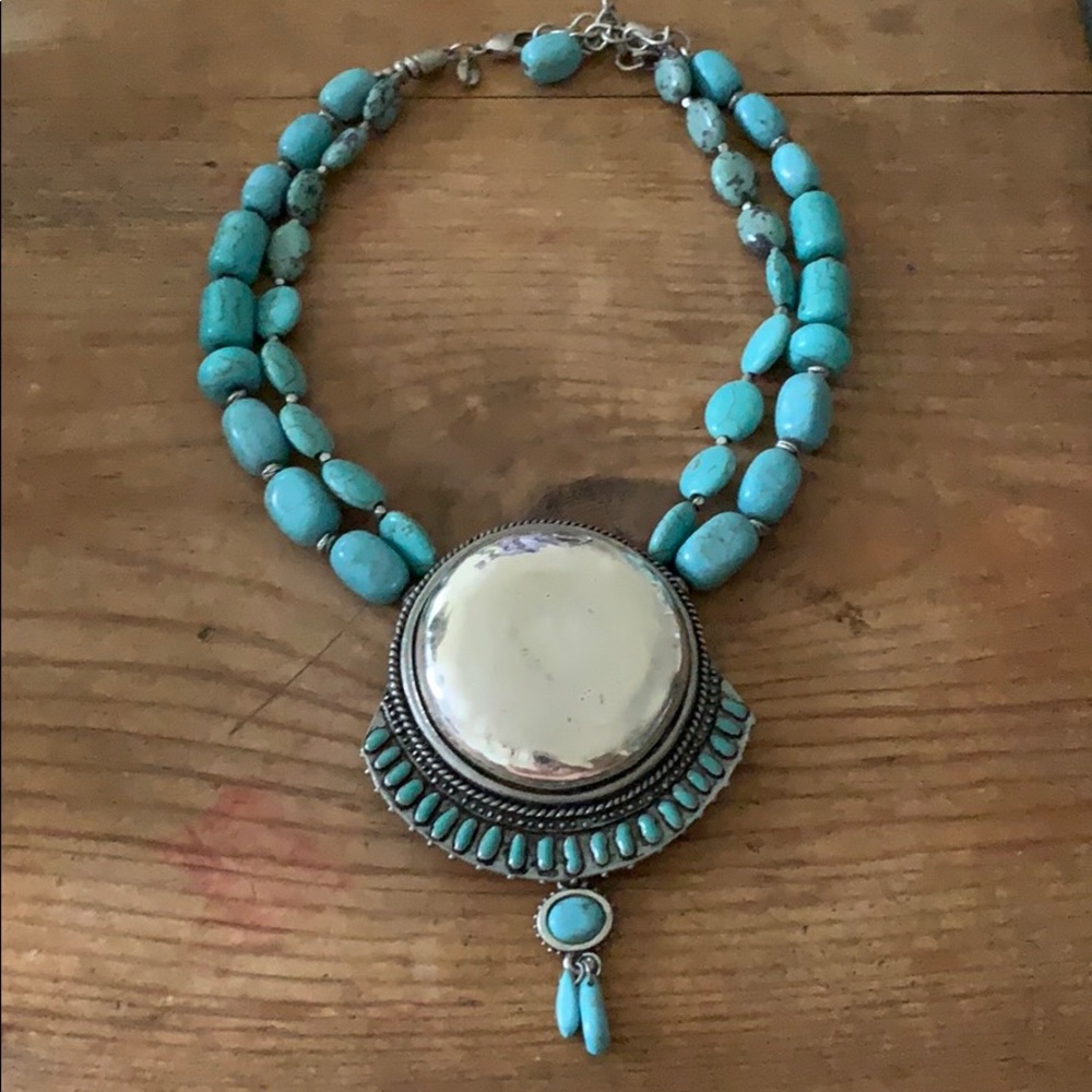 Chico’s turquoise and silver statement necklace